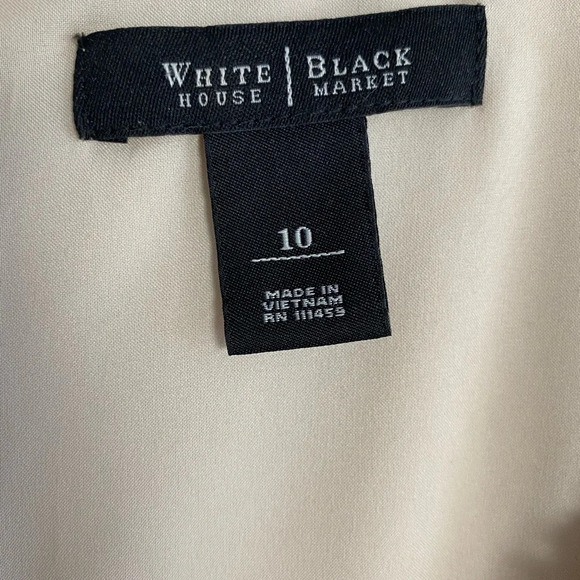 WHITE House Black  Market Champagne Lace 3/4 Sleeve Scoop Neck Dress Size 10 - Picture 4 of 8